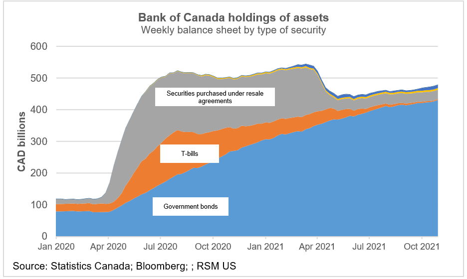 Bank of Canada holdings of assets chart